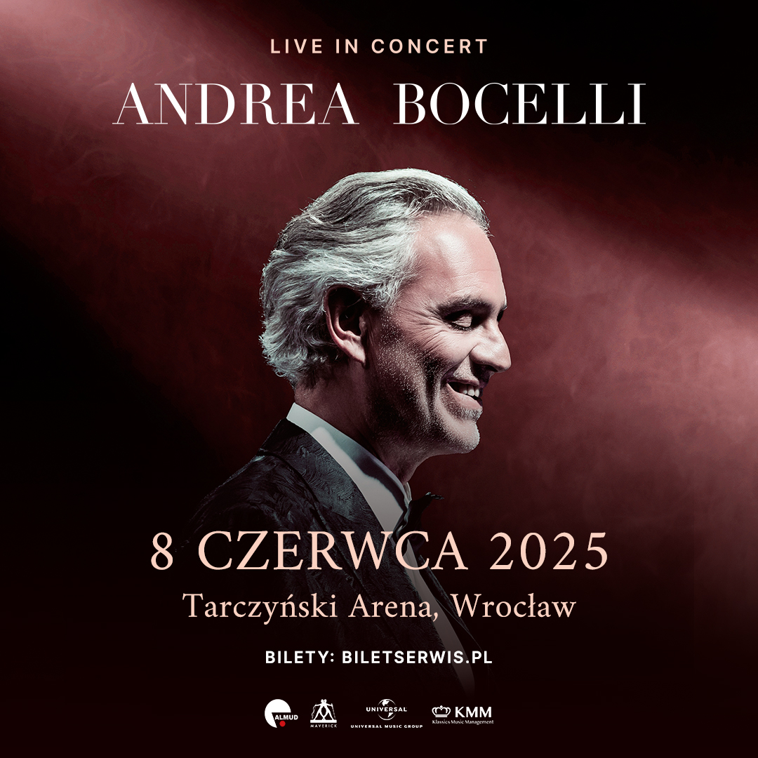 Andrea Bocelli wystąpi na Tarczyński Arenie we Wrocławiu! Wielki koncert odbędzie się w 2025!