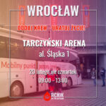 Grafika promująca zbiórkę krwi na stadionie Tarczyński Arena