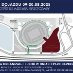 Zmiany komunikacyjne na Tarczyński Arenie Wrocław 9-20.08.2025