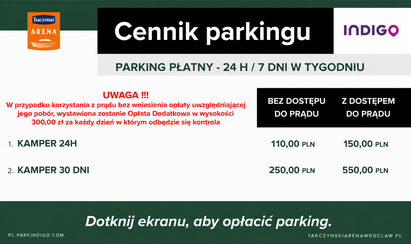 Cennik Camper Parku